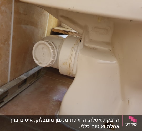 חיבור צינור לבן לאסלה בחדר אמבטיה